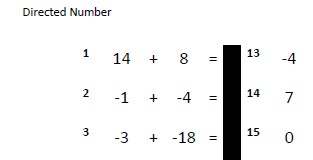 GCSE questions on directed numbers